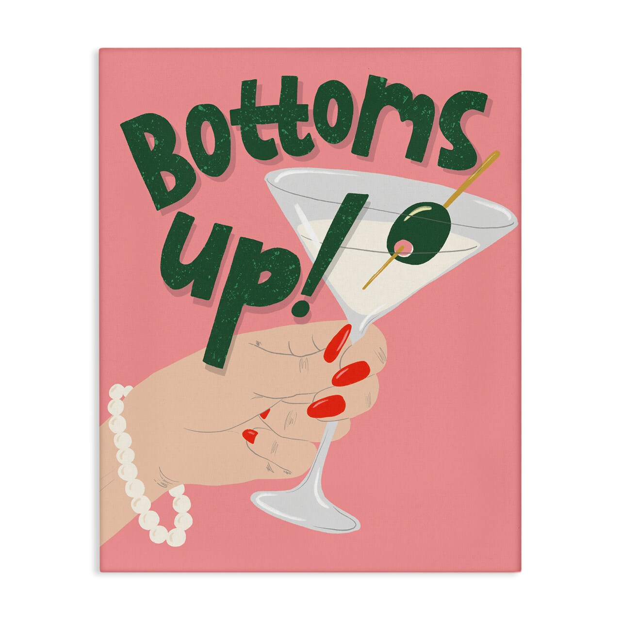 Stupell Industries Bottoms Up with Martini Canvas Wall Art Design by Kristina Hultkrantz